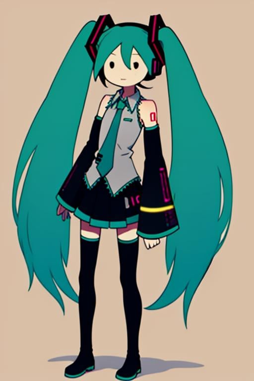 <lora:avt-10:1>, avt, hatsune miku, full body, skinny, detailed background, masterpiece, best quality