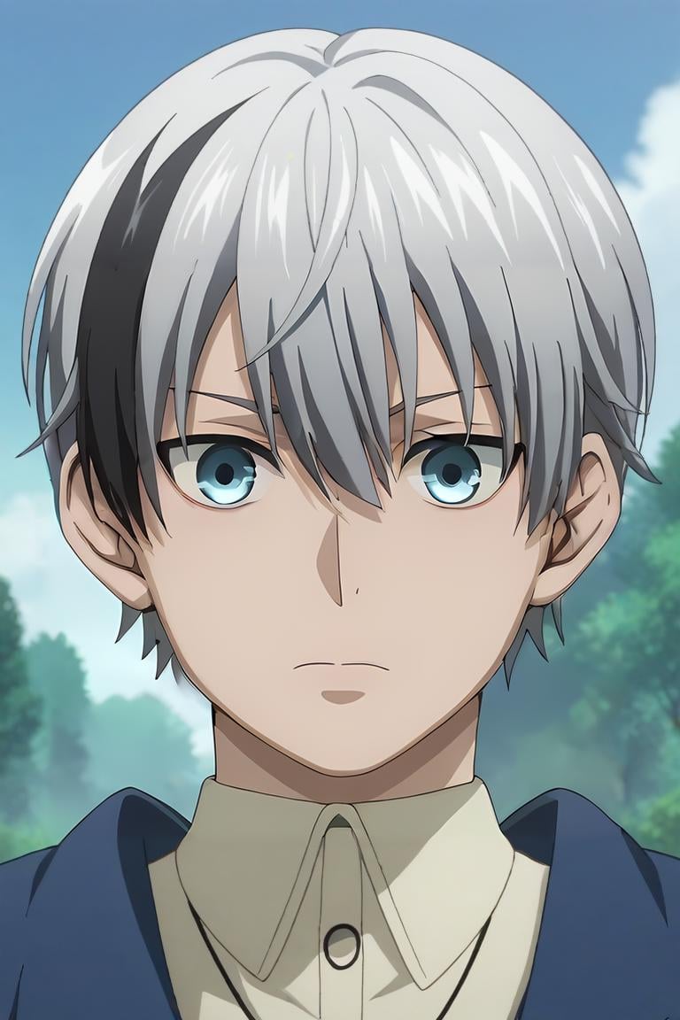 score_9, score_8_up, score_7_up, source_anime, anime screencap, , , , , depth of field, 1boy, solo, male focus, <lora:polka_shinoyama_pony:0.78>, polka_shinoyama, grey hair, blue eyes, two-tone hair, black hair, short hair, hair between eyes, streaked hair, bangs, scar, , world war 2, , <lora:sdxl_lightning_8step_lora:1>