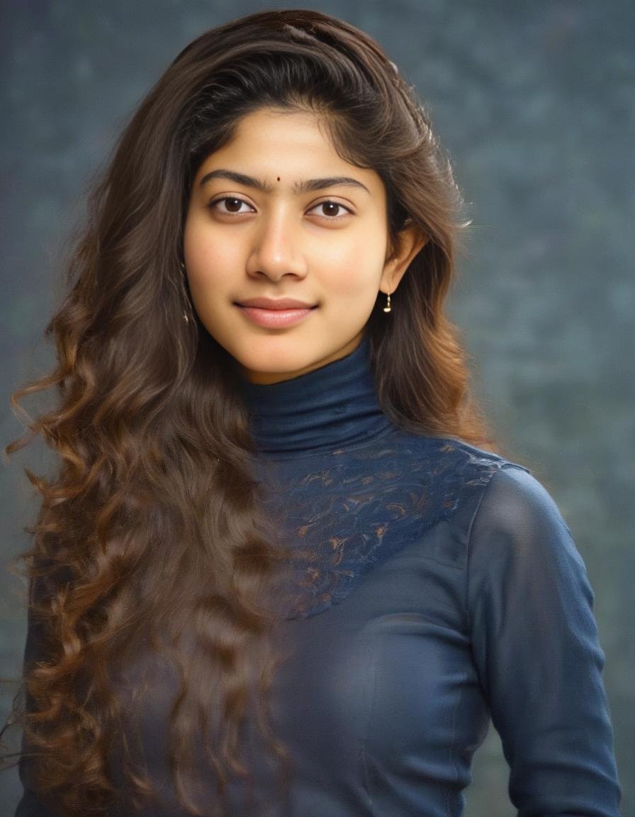 SaiPallavi,<lora:SaiPallaviSDXL:1>A portrait of a confident young woman with flowing golden hair and striking features. She's wearing a form-fitting navy turtleneck that accentuates her silhouette, paired with classic blue jeans. Her posture is poised and graceful, with one hand gently resting on her hip. The soft lighting highlights her facial structure and the smooth texture of her hair, creating an image that's both vibrant and stylish.