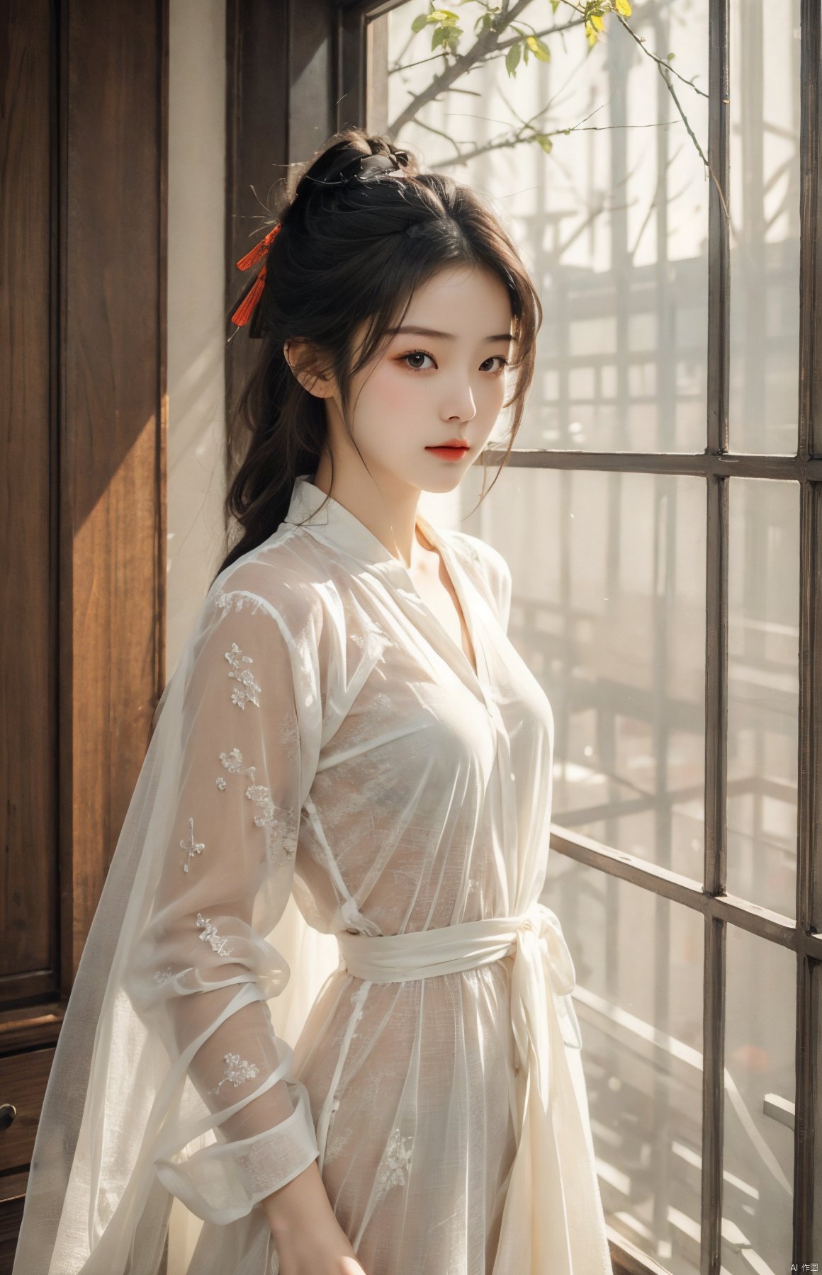  masterpiece,best quality,1girl, beautiful chinese girl, see-through,linen garment, cambric garment,Color dress pattern,
looking at viewer,super fucking cool
