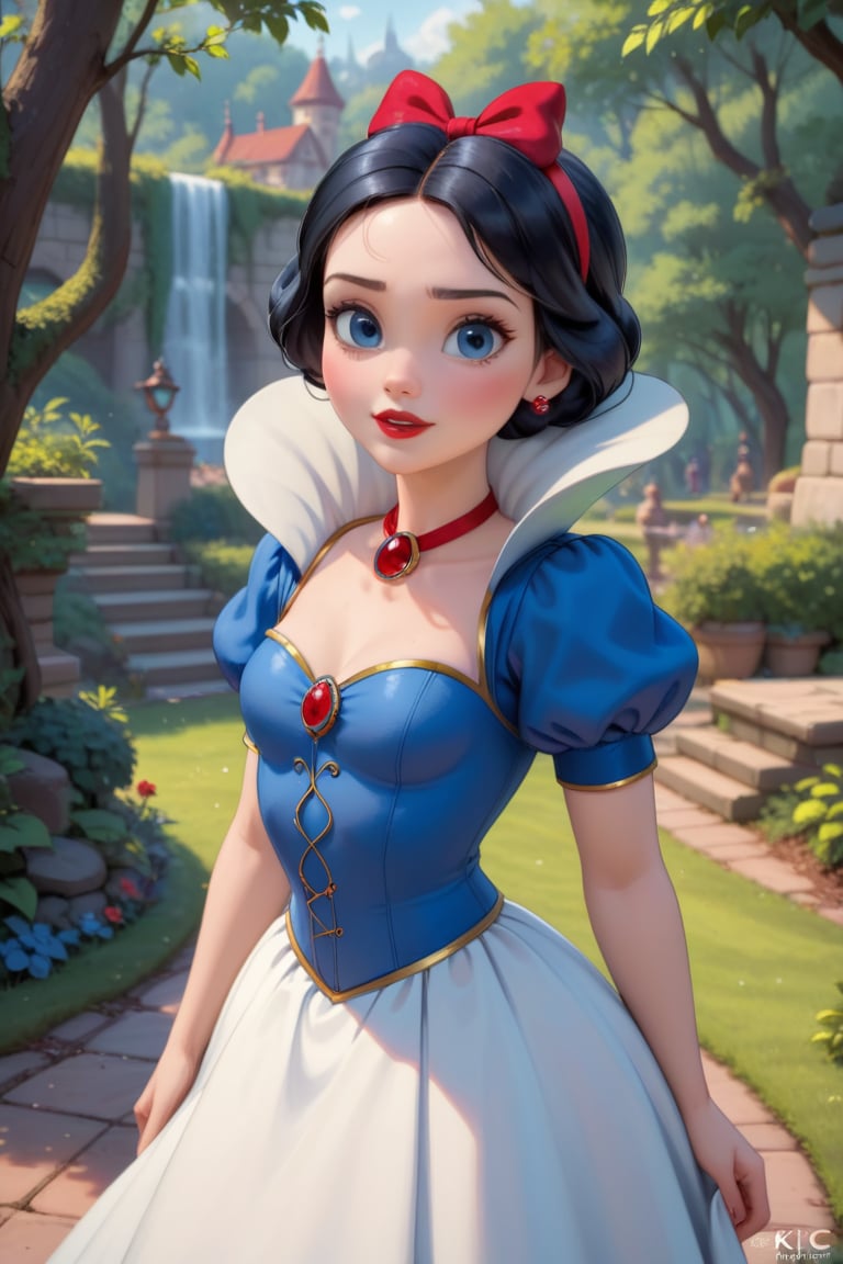 score_9, score_8_up, score_8, Craft a high-detailed image featuring Snow White, the iconic Disney character. Envision her with intricate details, beautiful features, and set against a perfect backdrop. Request a photo-realistic masterpiece in 32k ultra HDR resolution, capturing the charm and magic of this beloved Disney princess.