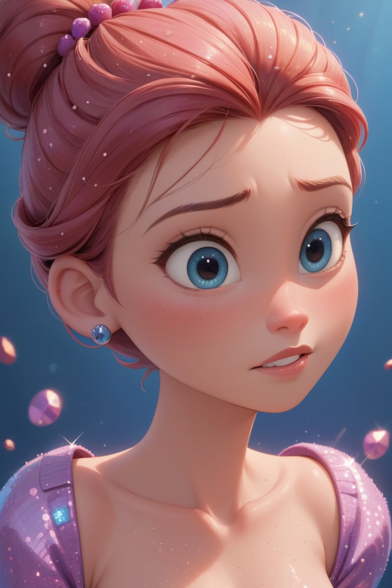 score_9, score_8_up, score_8, 1girl, glitter, high_resolution, detailed, portrait, shiny skin, multicolor, ,disney pixar style