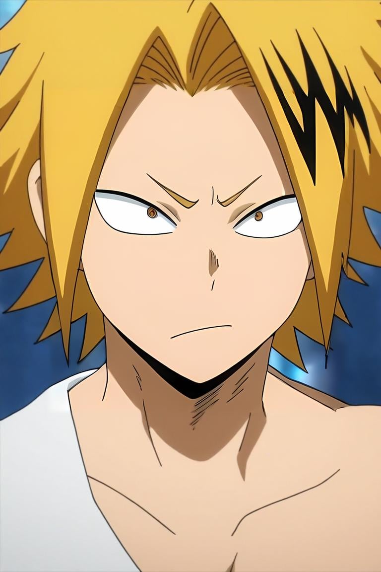 score_9, score_8_up, score_7_up, source_anime, anime screencap, anime coloring, , , upper body, depth of field, 1boy, solo, male focus, <lora:denki_kaminari_pony:0.96>, denki_kaminari, , , , , <lora:sdxl_lightning_8step_lora:1>