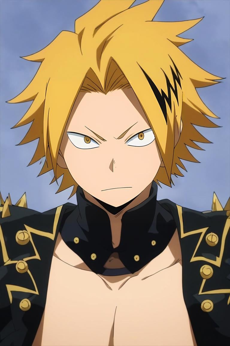 score_9, score_8_up, score_7_up, source_anime, semi-realistic, looking at viewer, upper body, , 1boy, solo, male focus, <lora:denki_kaminari_pony:0.98>, denki_kaminari, blonde hair, yellow eyes, multicolored hair, black hair, two-tone hair, streaked hair, short hair, spiked hair, , steampunk, Arms folded across the chest, appearing closed off or guarded, <lora:sdxl_lightning_8step_lora:1>