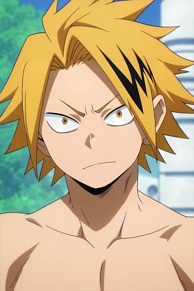 score_9, score_8_up, score_7_up, source_anime, anime screencap, , , looking at viewer, upper body, depth of field, 1boy, solo, male focus, <lora:denki_kaminari_pony:0.92>, denki_kaminari, blonde hair, yellow eyes, multicolored hair, black hair, two-tone hair, streaked hair, short hair, spiked hair, , Atlantis: A lost city of great wisdom and power, now drowned beneath the sea, , <lora:sdxl_lightning_8step_lora:1>