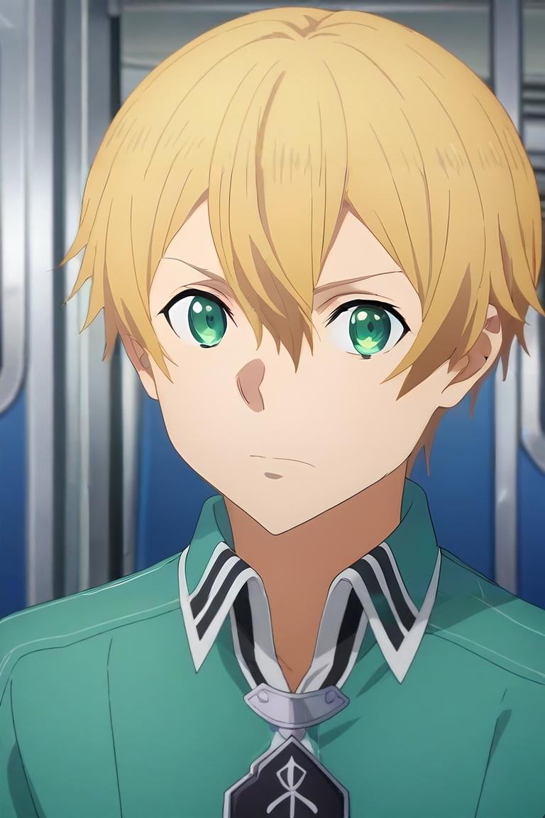 score_9, score_8_up, score_7_up, source_anime, anime screencap, anime coloring, , looking at viewer, upper body, , 1boy, solo, male focus, <lora:eugeo_sao_pony:0.92>, eugeo_sao, blonde hair, green eyes, hair between eyes, short hair, , train interior, , <lora:sdxl_lightning_8step_lora:1>