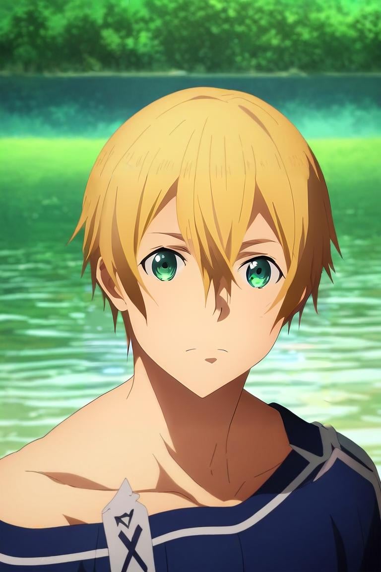 score_9, score_8_up, score_7_up, source_anime, (realistic:0.6), looking at viewer, , , 1boy, solo, male focus, <lora:eugeo_sao_pony:0.84>, eugeo_sao, blonde hair, green eyes, hair between eyes, short hair, , lake, , <lora:sdxl_lightning_8step_lora:1>