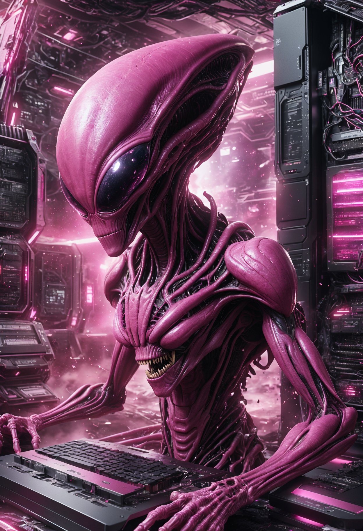 (masterpiece, best quality),  DonM51ckXL  alien technology server crash, pink  (highres, 4k, 8k, intricate detail, amazing quality, Detailed Illustration, wallpaper)  <lora:myLoraXL_test\DonM51ckXL-000008>