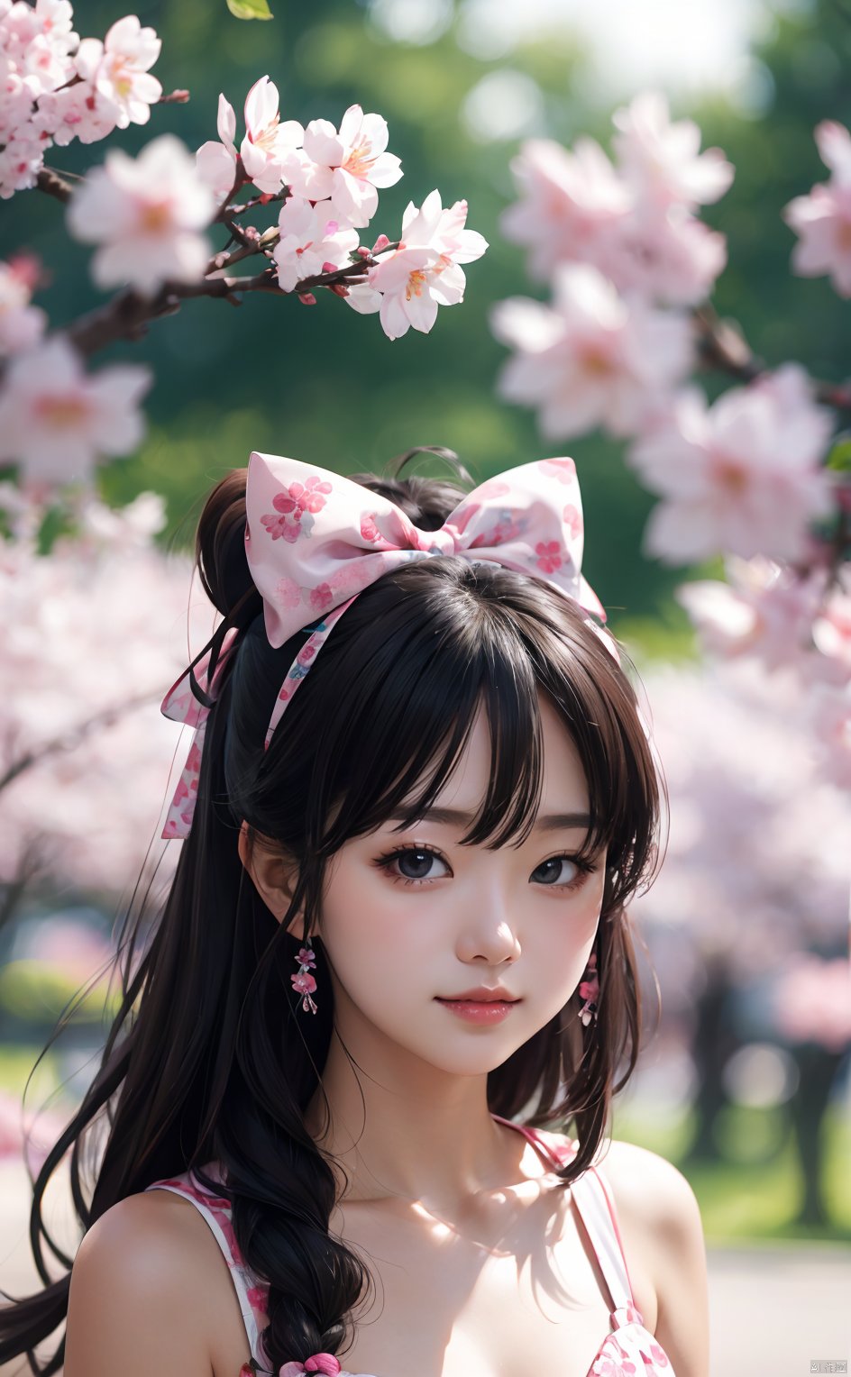 masterpiece,8k,best quality,(1girl),solo,kawaii,((depth of field)),bowknot,sakura