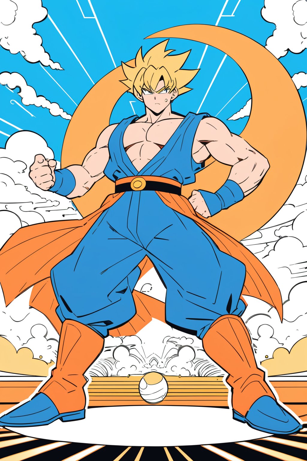 goku, in the style of Akira Toriyama, dragon ball theme, uhd image, precisionist art, character illustrations,bold line