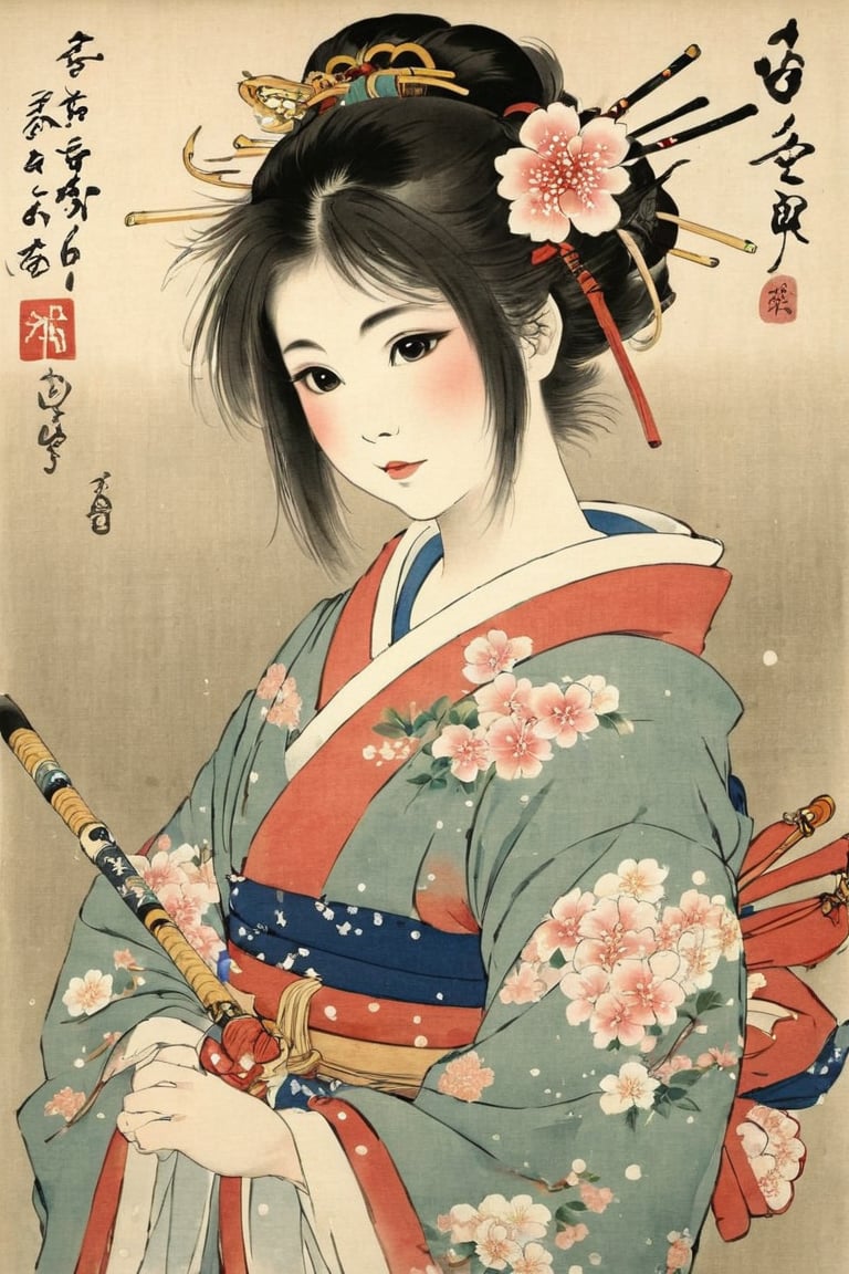 A Traditional Japanese Art, 1girl, painting