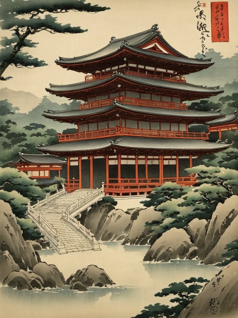 A Traditional Japanese Art, temple, painting