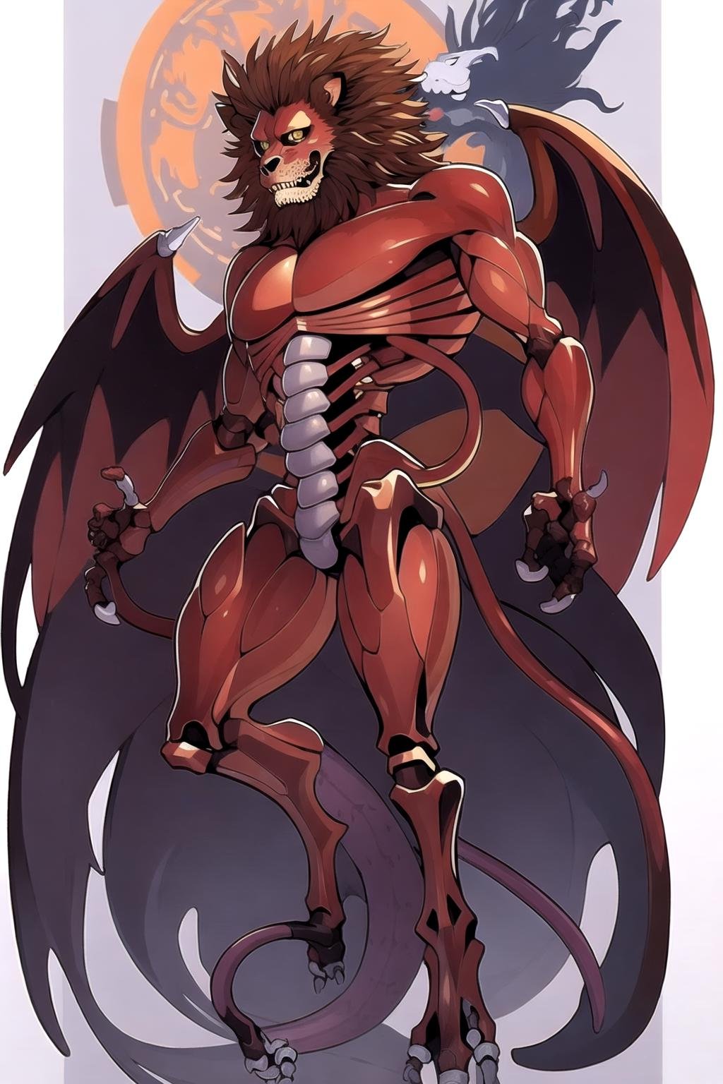 AGGA_ST013,  monster,  lion head,  skeleton body,  devil wings,  snake tail, <lora:EMS-57983-EMS:1.000000>