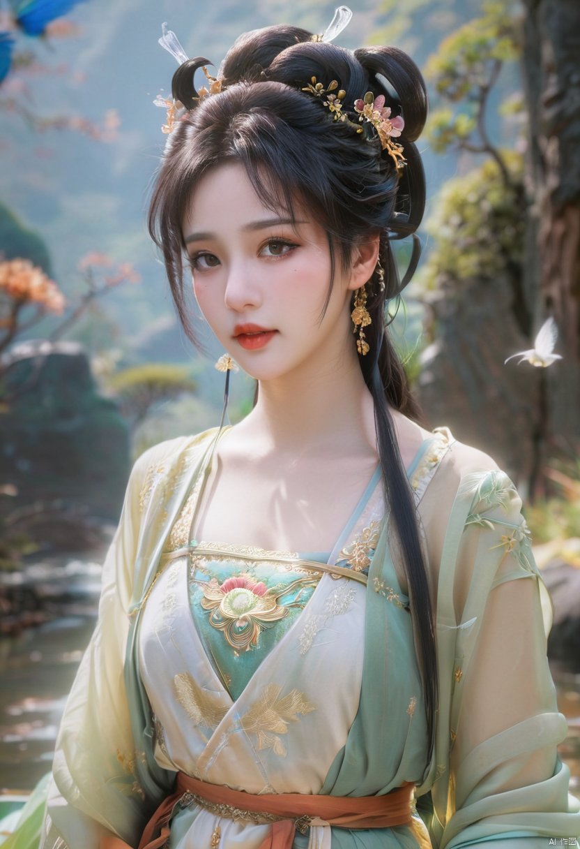  comic professional 3d model cinematic still a girl in (sexy hanfu), small breasts, 18 yo,ultra-detailed,stream,hair bun, an extremely delicate and beautiful little girl, beautiful detailed eyes, side blunt bangs,long sleeves,blank stare, pleated skirt, close to viewer, breeze, flying splashes, flying petals, wind. emotional, harmonious, vignette, 4k epic detailed, shot on kodak, 35mm photo, sharp focus, high budget, cinemascope, moody, epic, gorgeous, film grain, grainy. octane render, highly detailed, volumetric, dramatic lighting. graphic illustration, comic art, graphic novel art, vibrant, highly detailed, incredible quality, intricate detail, creative, positive, unique, attractive, cute, perfect, glowing, confident, pure, thought, iconic, best, romantic, surreal, artistic, pleasing, rich, symmetry, fine, pretty, clear, modern, fantastic, elegant, inspirational, lovely, marvelous, light, shining, wonderful, magnificent, complex, mhuanshan