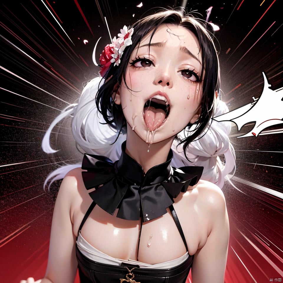 1girl, face, bdsm, full body, ahegao, femdom, tears, open mouth, tongue out, songyi