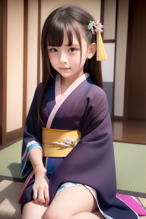 (Dreamgirl),(((6-8yo))),(((kimono))),(long hair),1girl, solo, brown hair, black hair, navel, jewelry,  earrings, black eyes,, lips, loli,petite, realistic,infantilism,slim, model,(((kimono))),Sherman,Dreamgirl