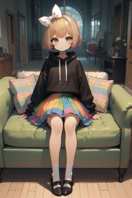 detailed background, full body, ((sititng on sofa, in living room,)) sitting watching tv <lora:xmattarchan-07:1> xmattarchan, masterpiece, best quality