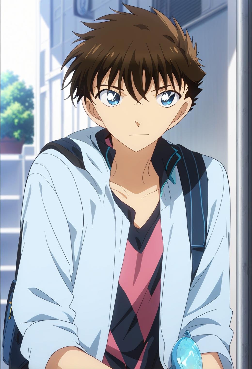 score_9, score_8_up, score_7_up, score_6_up, 1boy, kaito kuroba, brown hair, blue eyes, official art, best quality, amazing quality, best aesthetic, absurdres, solo, ,Butcha, score_5_up<lora:EMS-345883-EMS:1.000000>