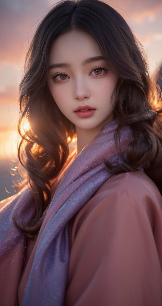 (extremely detailed CG unity 8k wallpaper),(((masterpiece))), (((best quality))), ((ultra-detailed)), (best illustration),(best shadow), ((an extremely delicate and beautiful)),dynamic angle,floating, solo,((1girl)),{long wavy curly hair},expressionless,,silk shawl, frills,cute anime face,blush,(beautiful detailed eyes),Extremely Realistic,1 girl,wgirl