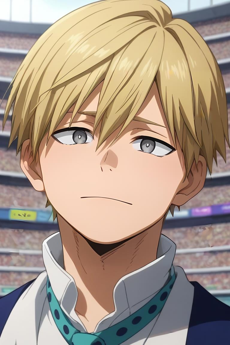 score_9, score_8_up, score_7_up, source_anime, anime screencap, , official style, , , depth of field, 1boy, solo, male focus, <lora:neito_monoma_pony:0.84>, neito_monoma, blonde hair, grey eyes, short hair, hair between eyes, parka,, , , <lora:sdxl_lightning_8step_lora:1>