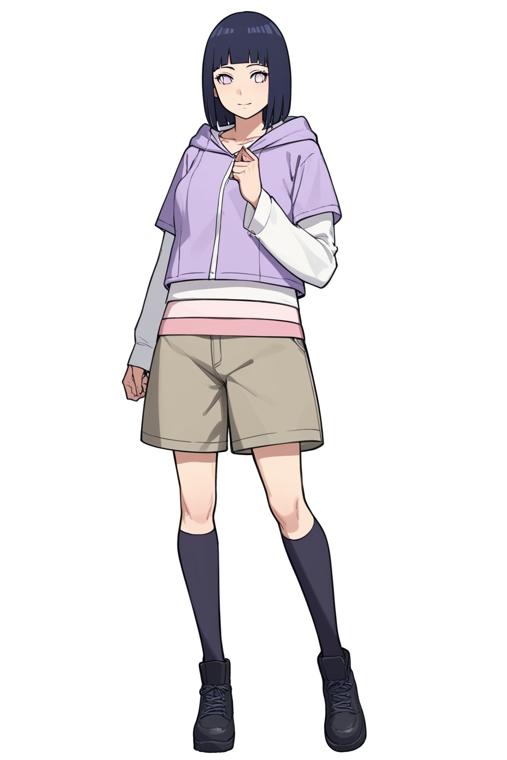 score_9, score_8_up, score_7_up, score_6_up, score_5_up, score_4_up, BREAK, source_anime,1girl, hinata_v2,hoodie,shorts,full body