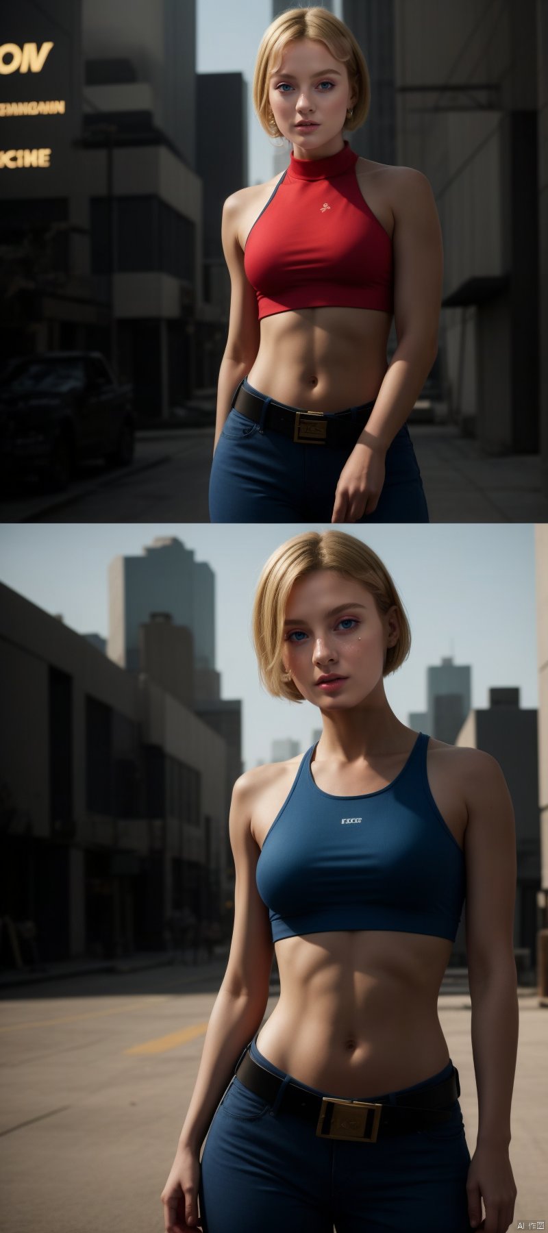 1 girl, Flame body, masterpiece, top quality,phoenix dark is x-men, beautiful and aesthetic:1.2, (1girl:1.3), (full body:1.5), detail fingers, detail face, masterpiece,ultra realistic,32k,extremely detailed CG unity 8k wallpaper, best quality, Cinematic photography, movie mood, cinematic light, compelling composition, storytelling elements, conveys emotion, mood, and narrative depth, creating visually striking images that feel like still frames from a film, Cinematic portrait photography, capture subject in a way that resembles a still frame from a movie, cinematic lighting, story, narrative quality, drawing viewers into the scene and evoking a sense of cinematic immersion, ,nSFW, Soulcalibursophitia,Sophitia,LEMONO014 detached slleves mecha wings ,Mature female huge breasts large areola , Hyung Tae Kim,BLUE_MARY RED CROP TOP JEANS EXTRA BELT,2000S (STYLE) RETRO ARTSTYLE