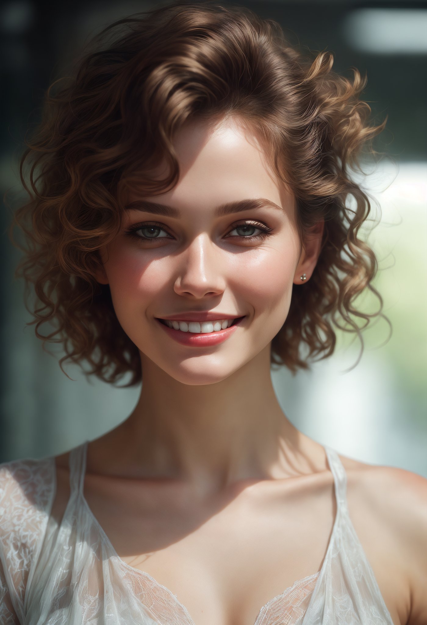 stunningly beautiful   (((extremely innocent face ))), wild hair, ((best quality)), ((masterpiece)), (detailed),   highly detailed HDR photo, 8k quality, best quality, high resolution ultra photorealistic, high definition, highly detailed photo, photon mapping, dynamic angle, professional lighting, highly detailed face and body,expressive eyes, perfectly detailed face, smile, gorgeous face,  real skin details, soft skin,   looking at viewer,                 


raw, photorealistic, real, perfect skin, real skin, realistic photo of a mid body shot,  ,  extremely innocent face, very  beautiful,


cheerful, laughing, clever naughty smile, , she is wearing a  pretty  dress,

she smile like gentle love goddess, scifi, cyber punk,, short hair, expressive face,


 ,1