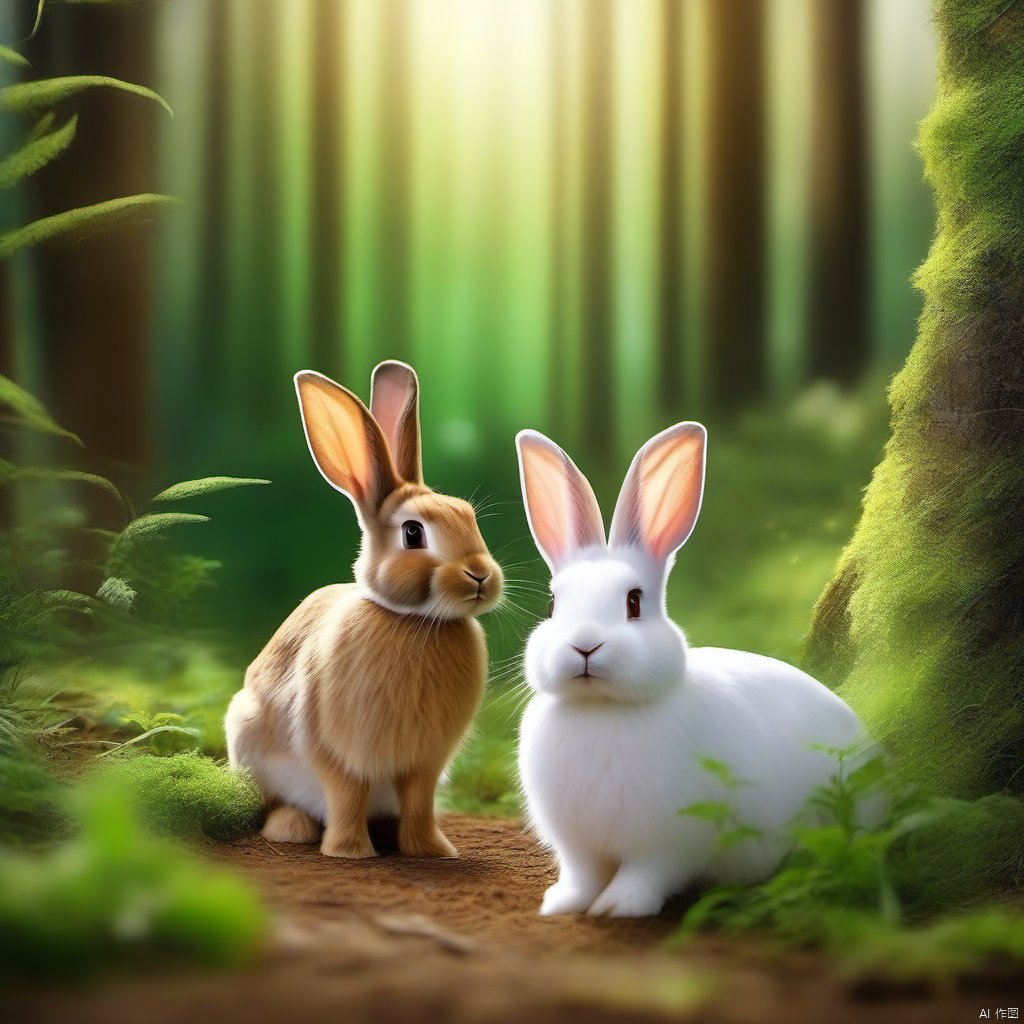 Rabbits in the forest, rabbit