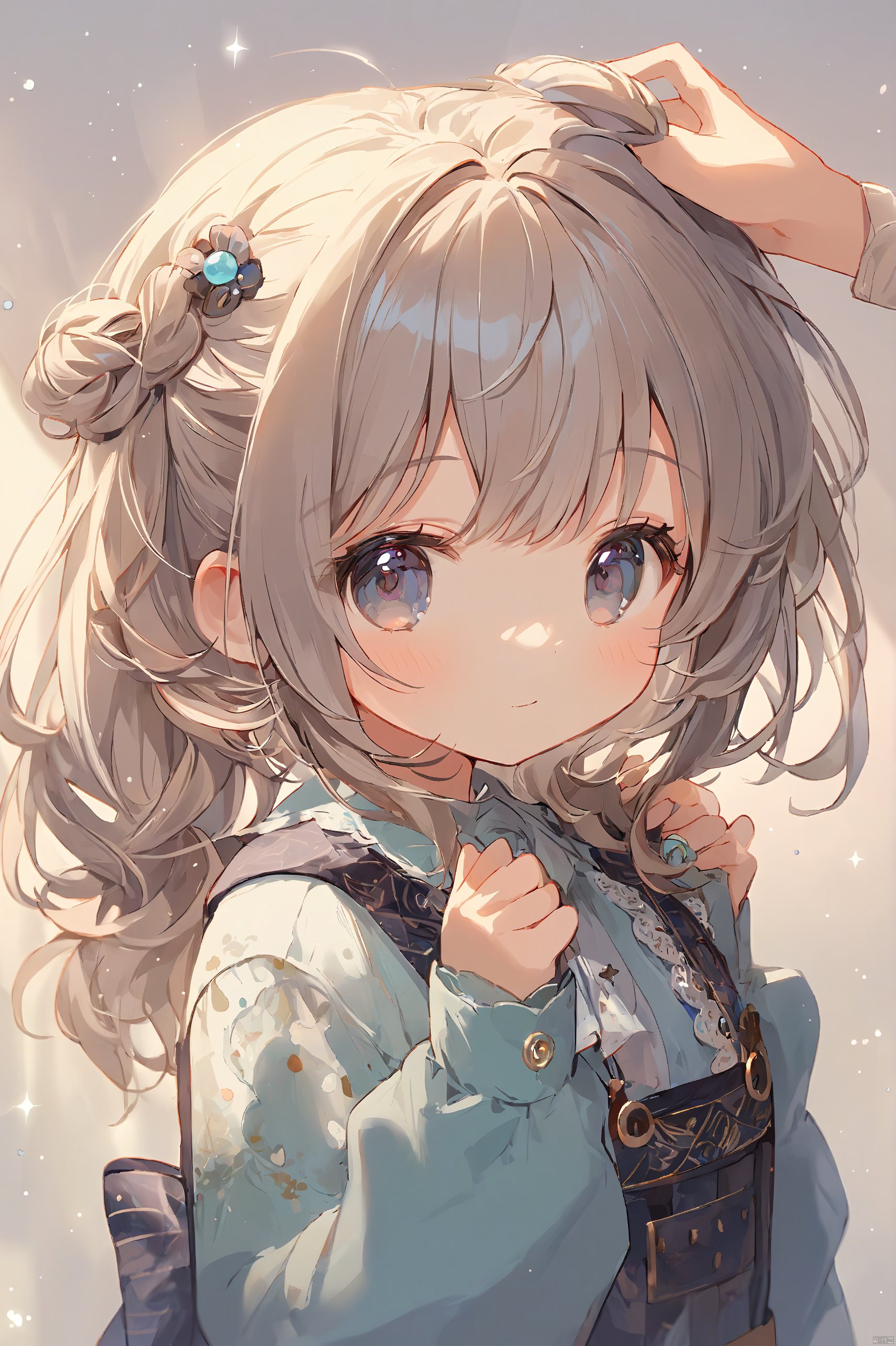 1girl,loli,cute,adjusting hair,masterpiece,best quality,very aesthetic,extremely detailed