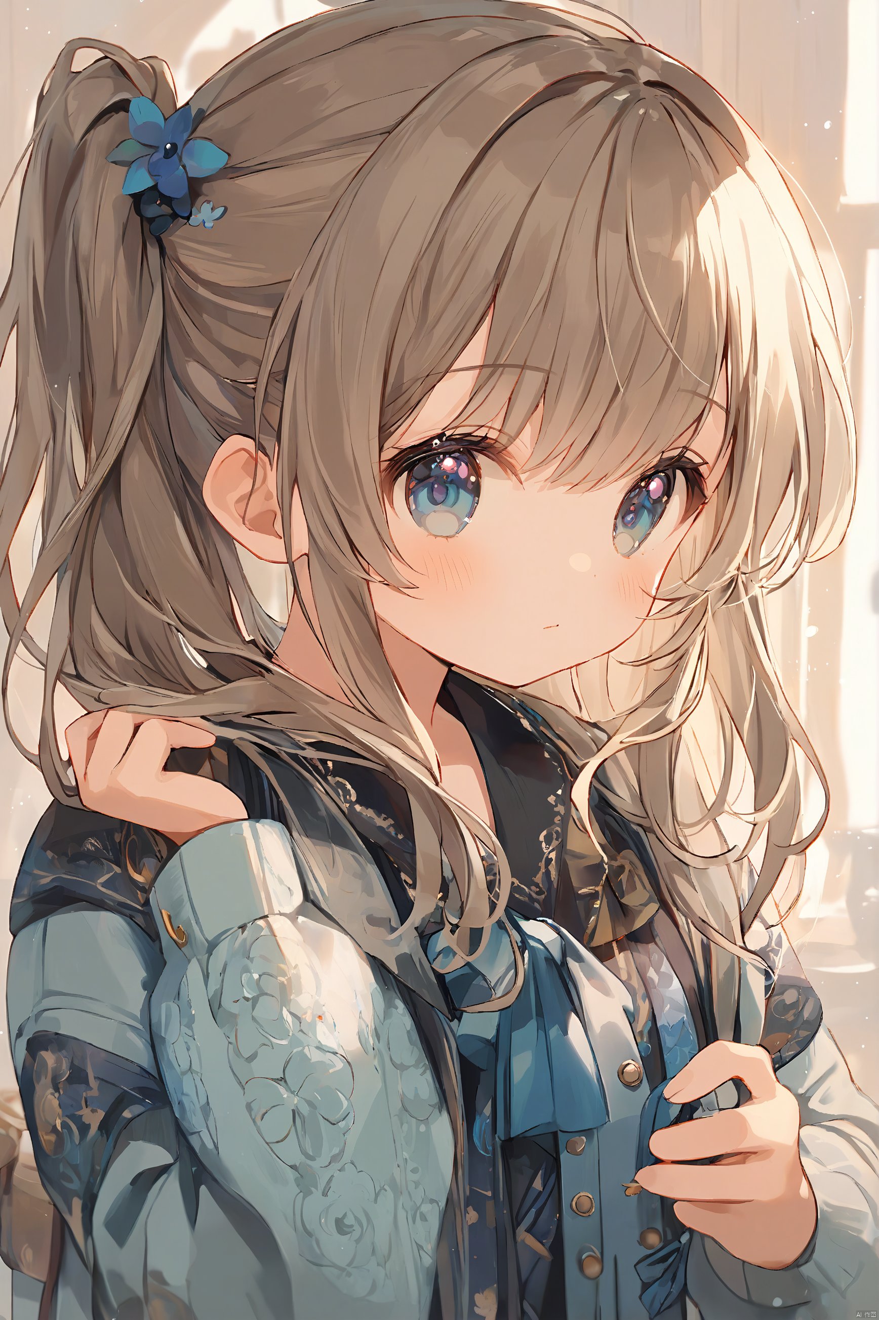 1girl,loli,cute,adjusting hair,masterpiece,best quality,very aesthetic,extremely detailed