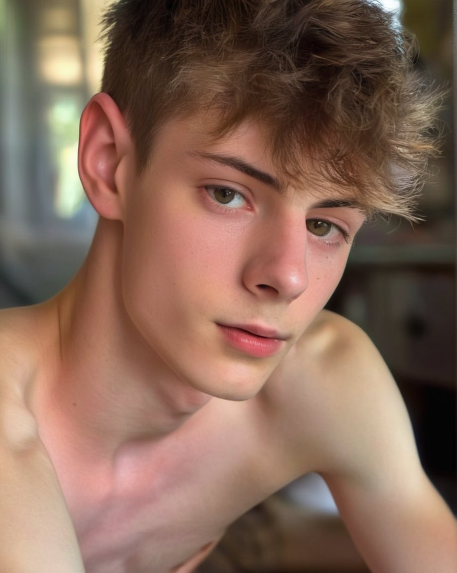 anepicboy, a cute teen, shirtless, sitting at home, sharp focus, finely detailed face, male_only, sharp skin, masterpiece, photorealistic, ultra-detailed, fine skin detail, best, super fine, best quality, ultra highres, 8k, RAW photo,