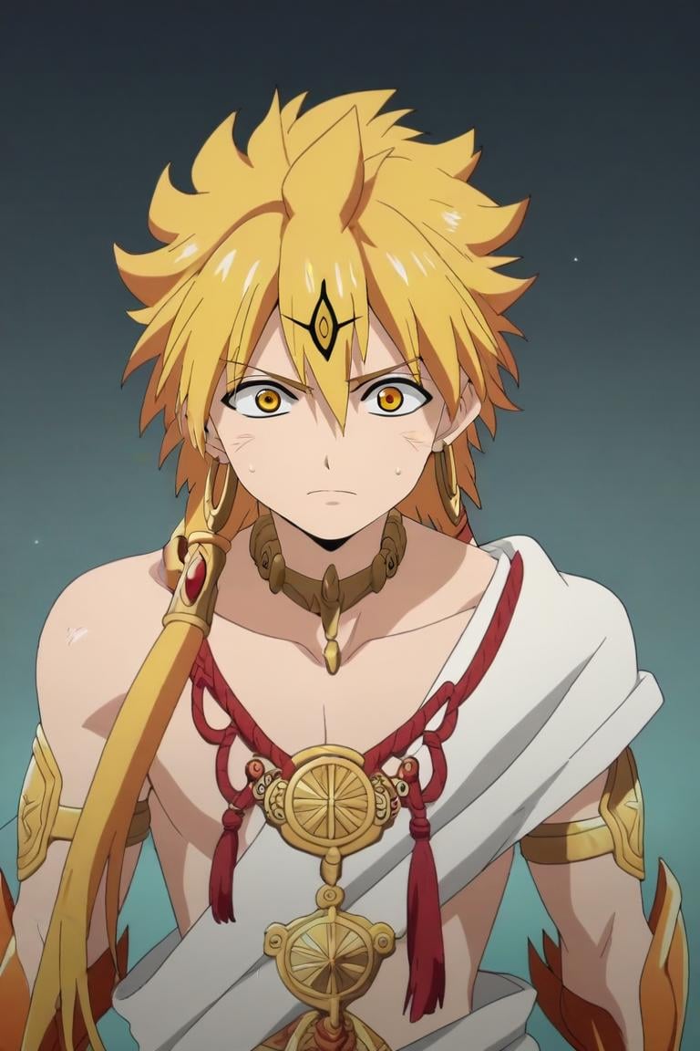 score_9, score_8_up, score_7_up, source_anime, anime screencap, , official style, , , , 1boy, solo, male focus, <lora:alibaba_saluja_pony:0.92>, alibaba_saluja, blonde hair, yellow eyes, long hair, djinn equip, , , science fiction space western, , <lora:sdxl_lightning_8step_lora:1>