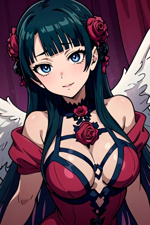 gothic maiden anime girl,angel_wolf,roses red,ultra-detailed, finely detailed, high resolution, perfect dynamic composition, beautiful detailed eyes
,maomao