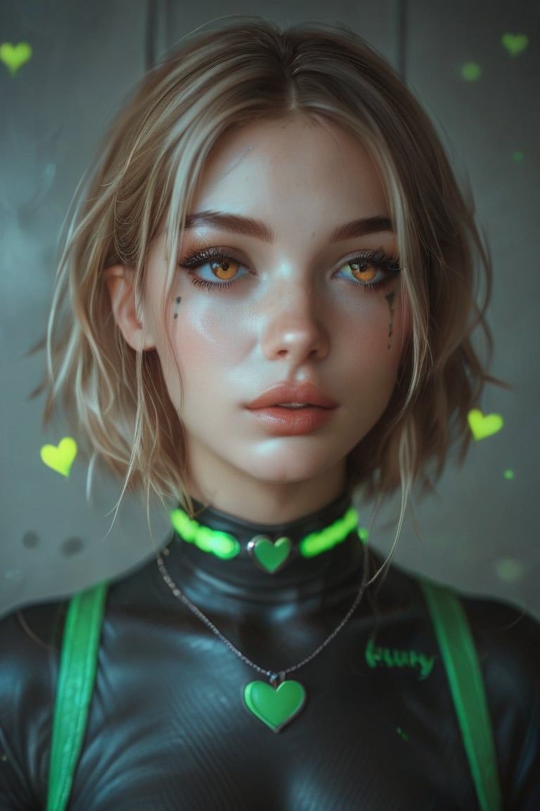 score_9, score_8_up, score_7_up, score_6_up, score_5_up, score_4_up score_9,score_8_up,  3D rendering, female character, digital art, photorealistic,scaled green body suit, heart shaped cutout, orange short bobbed hair,long eyelashes, subtle makeup, light skin, high-resolution image, soft lighting, dramatic lighting, spaceship background, science fiction, chiaroscuro, score_4_up