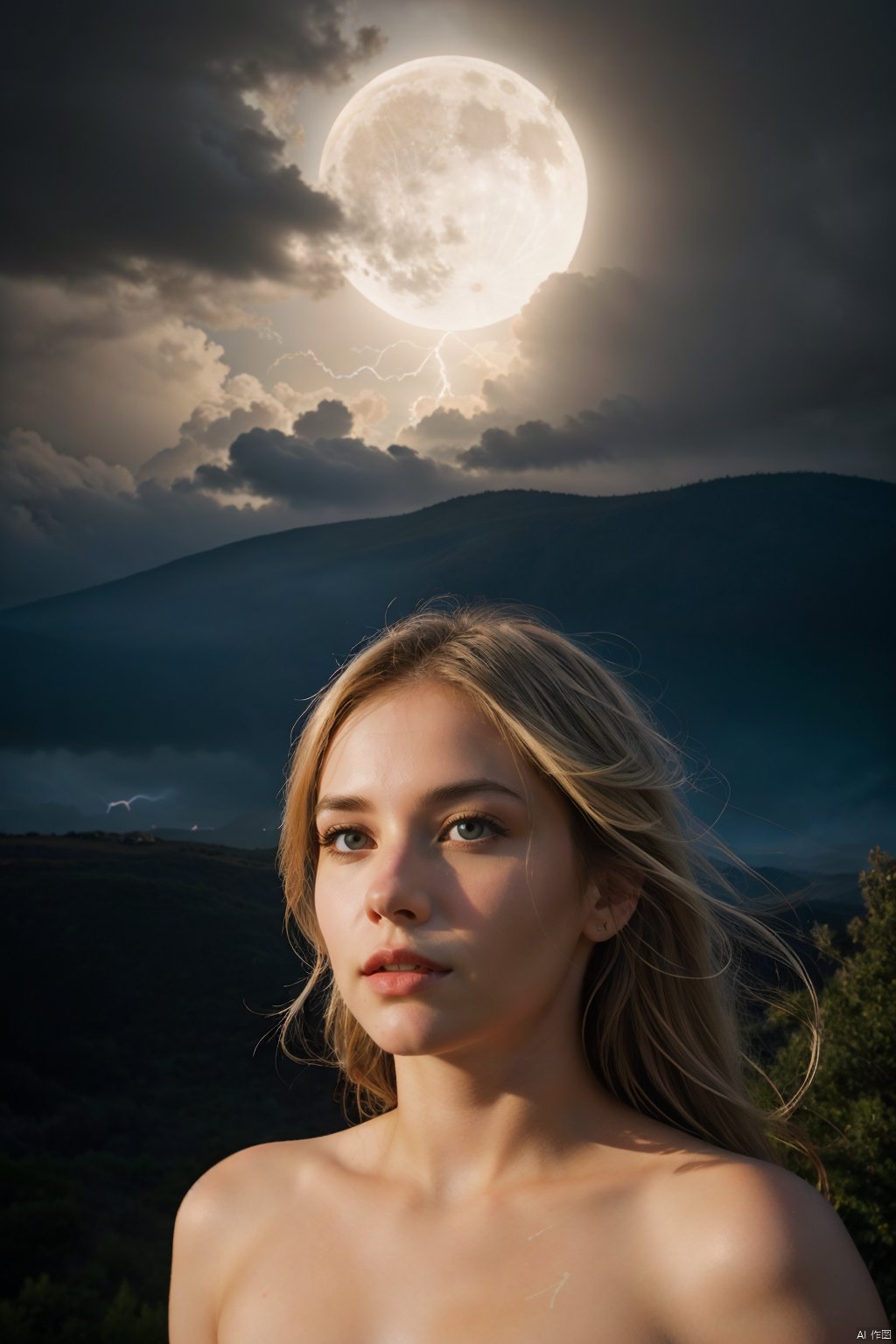  wabstyle, glowing, two-tone hair, glowing eyes, fog, mist, white, black, split theme, two-tone, moon, 1 girl, solo, glow, crie um prompt para criar imagens ilustrando Deus descendo no monte Sinal, quero imagen ultra realista e em 4k "Imagine an epic, ultra-realistic scene in 4K: Deus desce do Monte Sinai em meio a uma tempestade impressionante. The mountain is covered in lightning and dark clouds as lightning lights up the sky. God is surrounded by a divine aura, with flowing white beards and eyes that radiate wisdom and power. Its majestic figure slowly descends towards the earth, com um manto que parece feito de estrelas cintilantes. As he descends, The surrounding landscape is bathed in a heavenly light, And the people below look on with reverence and admiration.", (photorealistic:1.4), cowboy shot, Surrealism, Futurism, god rays, Sony FE GM, UHD, masterpiece, ccurate, high details, high quality, highres, 16k