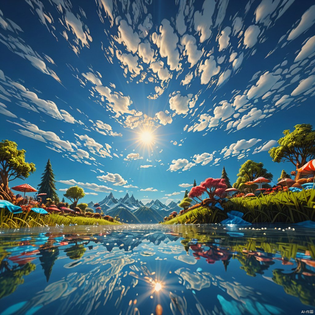 blue sky, 
wonderland,


Adequate sunlight,reflection, true light and shadow, perfect lighting,
no humans,Realistic, 
Overlooking,
Representative,boutique, Masterpiece, Intricate, 
High Quality, Best Quality, 
Ultra HD,high res, 
Full Detail,
(
),
,Authenticity,
Take photos,

﻿