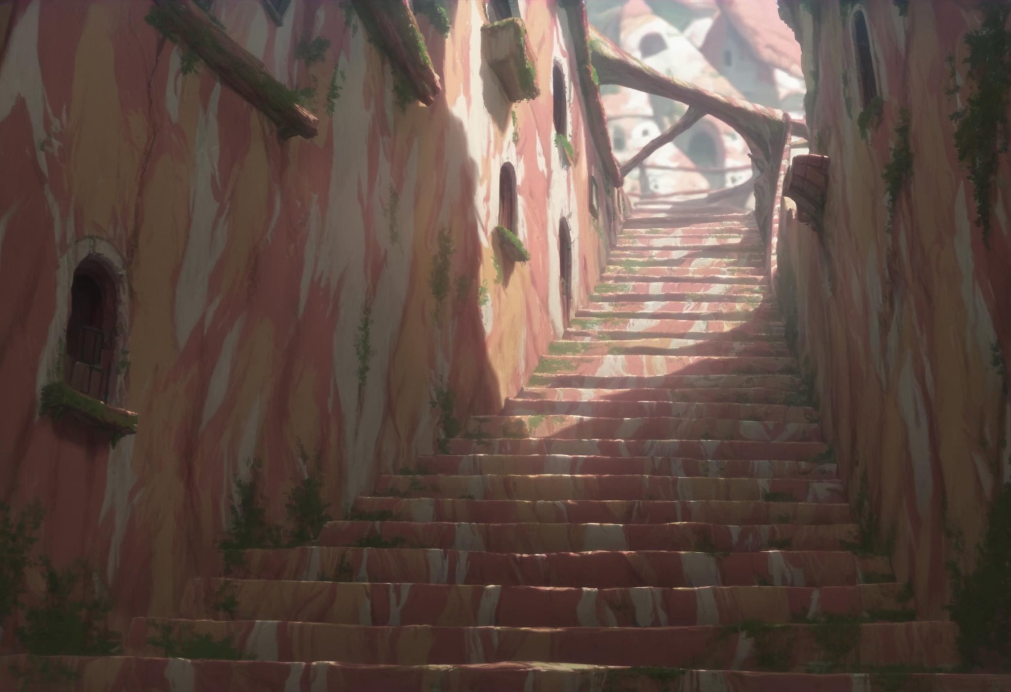 score_9_up score_8_up score_7_up, scenery, iruburu, stairs<lora:made_in_abyss_landscape_pony2:1>