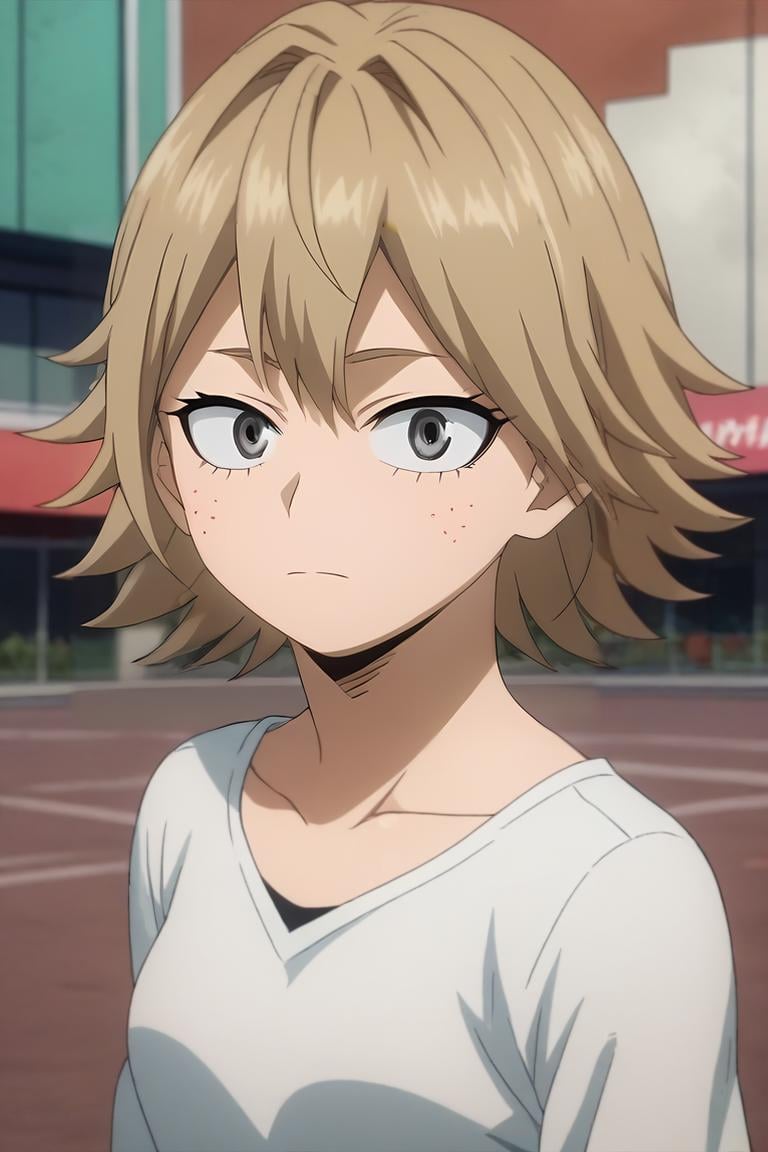 score_9, score_8_up, score_7_up, source_anime, intricate details, anime screencap, anime coloring, official style, looking at viewer, , depth of field, 1girl, grey eyes, dirty blonde hair,, solo, First contact, <lora:boku_no_hero_academia_style_pony:0.8>, boku_no_hero_academia_style, <lora:sdxl_lightning_8step_lora:1>,