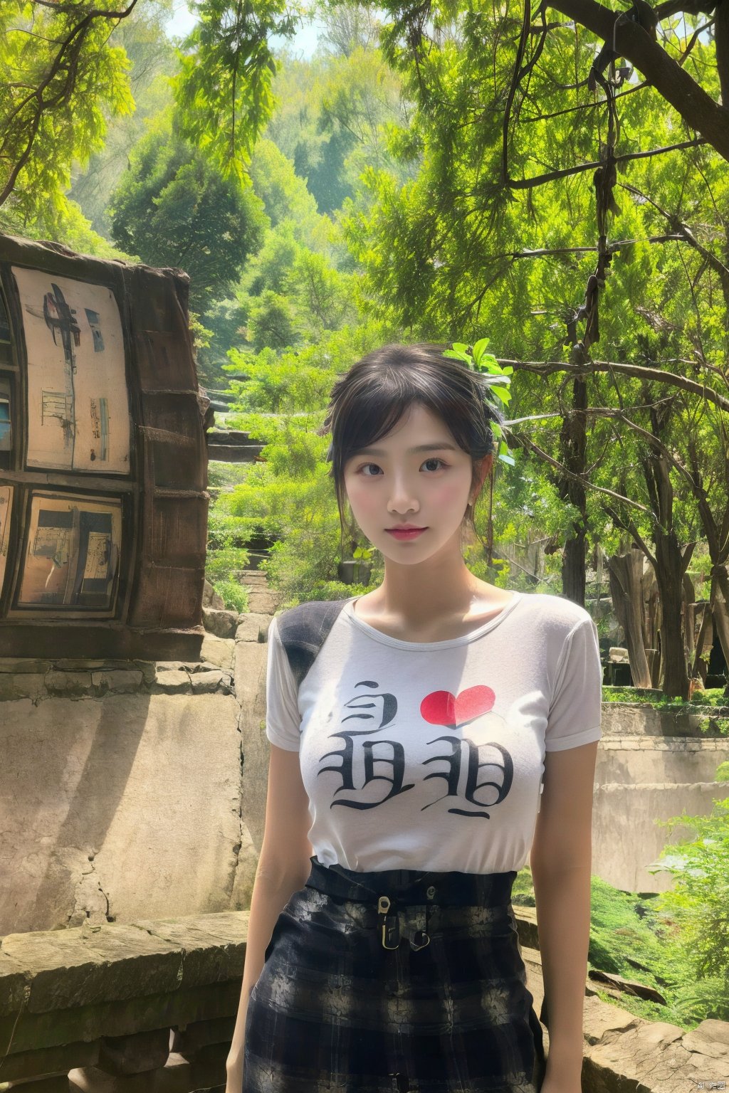 (global illumination, reality,ray tracing, HDR, unreal rendering, reasonable design, high detail, masterpiece,best quality, ultra high definition, movie lighting),
1girl,outdoor,looking_at_viewer,side_blunt_bangs,china_dress,chinese_style,big breasts,pose,solo,1girl,black hair,black eyes, ,  xieshi, makeup, eyeshadow,写实,