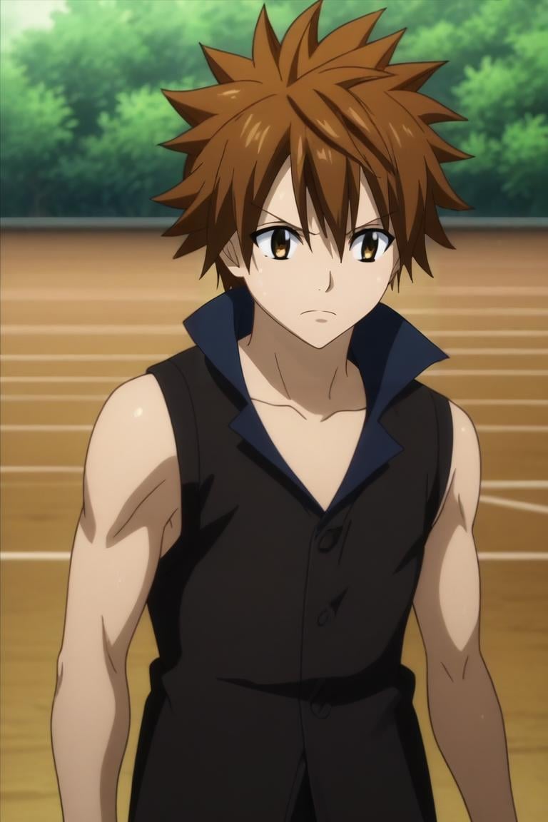 score_9, score_8_up, score_7_up, source_anime, , anime screencap, , , , , depth of field, 1boy, male focus, <lora:rito_yuuki_pony:0.72>, rito_yuuki, brown hair, brown eyes, spiked hair, solo, runway, <lora:fairy_tail_style_pony:0.9>, fairy_tail_style, <lora:sdxl_lightning_8step_lora:1>,