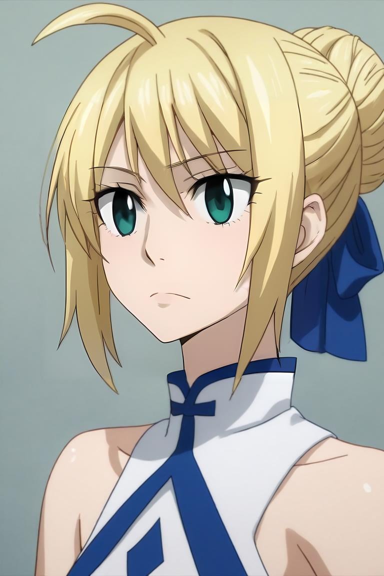 score_9, score_8_up, score_7_up, source_anime, intricate details, (realistic:0.6), , upper body, depth of field, 1girl, saber \(fate\), blonde hair, green eyes, ahoge, hair between eyes, hair bun, hair bow, solo, , <lora:fairy_tail_style_pony:0.76>, fairy_tail_style, <lora:sdxl_lightning_8step_lora:1>,