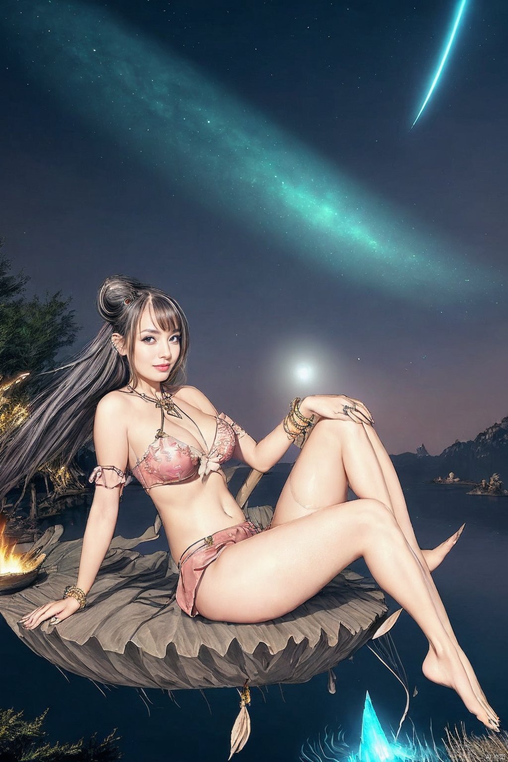 score_9,score_8_up,score_7_up,source_realistic,rating_explicit,underwear,panty,presenting,delicate and whimsical ambiance,outdoor},(from side|from front|from back),film aesthetic,,messy long hair with bangs, asian,
(perlica \(arknights\), arknights),
(dynamic angle,dynamic pose),shine,glowing,energy coalescing and vibrating,Close-up photo,sitting,Elegant,(directly|slime),dazzler, 
wearing ballgown,(((miniskirt))),charming,alluring,seductive,erotic,enchanting,cleavage,exposed,
(ar alloy),(incandescent fascinating moonstone, gleaming, platinum, resilience, fracture filling, unusual, vintage revival, art deco, zodiac signs),(plateau, changing season,condor),(astronomical observation hub, bioregenerative living walls,concrete tiles roof,thatch, Bonfires,Bioluminescent Phytoplankton, cove lighting),
(Around floating colorful wind:1.4)the most beautiful form of chaos,(score_9 score_8_up score_7_up),PLUMP CHUBBY CURVY,Kyoko,score_9_up score_8_up score_7_up, Hyung Tae Kim,E7 STYUFINE