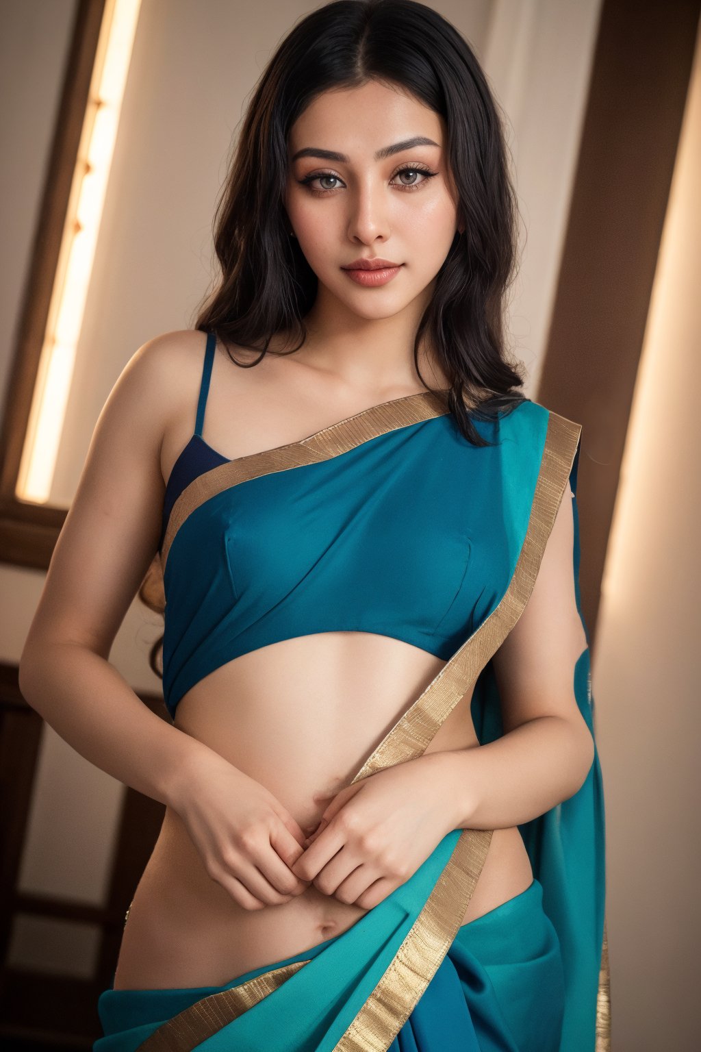 Out side:2, Raw photo of (18yo Kerala Beautiful young:1.1, (best quality, highres, ultra-detailed:1.2), curly hair, walking on city, warm teal colour grading, This breathtaking photograph, shot on a Canon 1DX with a 50 mm f/2.8 lens, beautifully showcases the raw and authentic beauty of life. high resolution 8k image quality, vibrant colors, glowing dimond, glowing eyes, realistic Raw photo, realistic lighting, traditional saree,  exotic beauty, mesmerizing eyes ,Trans girl