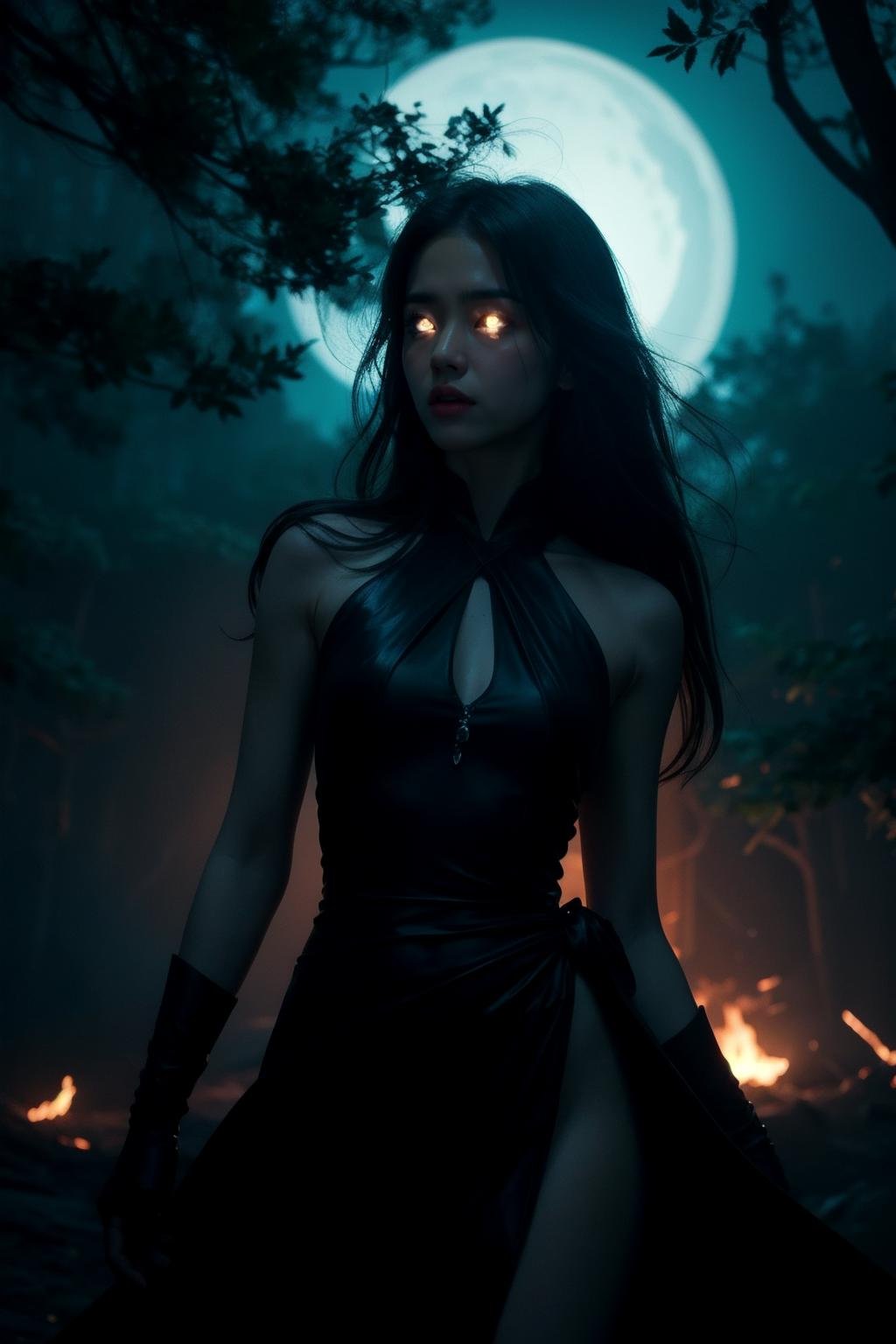 Best quality, masterpiece, ultra high res, (photorealistic), raw photo,The Skeleton young Witch,flying,epoxy_skull,amidst a black swirling vortex in a dark,mystical forest. A beautiful woman with long hair stands,her figure draped in skeletal armor and an ethereal dress,engulfed by the swirling darkness. The scene is intensely cinematic,dominated by deep shadows pierced by subtle hints of light,crafting a dramatic interplay of darkness and luminescence. Wind,intensified to 1.2,weaves through the trees,enhancing her enigmatic silhouette,now surrounded by black smoke and the eye of a storm. Close-up on her sad expression,amidst sparkling embers and a billowing long piece of cloth,, <lora:makina69_taeri_v1.4:0.4>