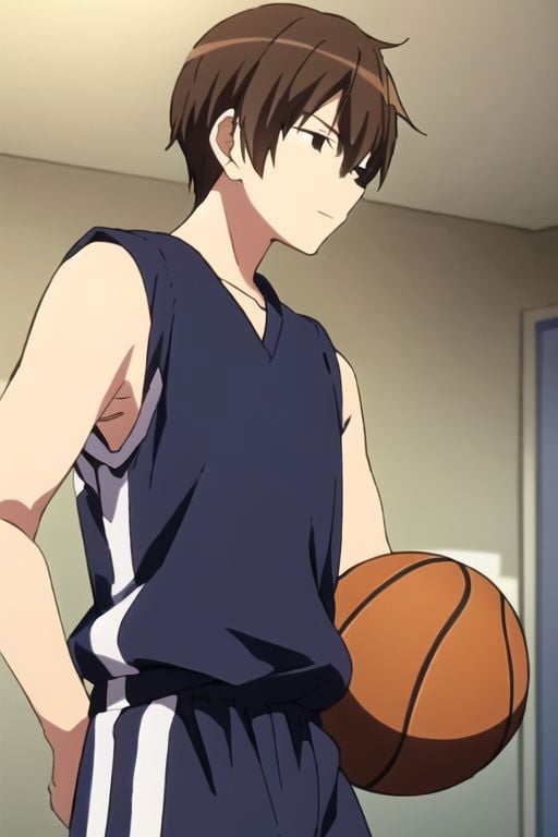 Seiya Kanie, masterpiece, best quality, (1boy), solo, male focus, High definition, Dark Brown hair, 4K, basket ball player