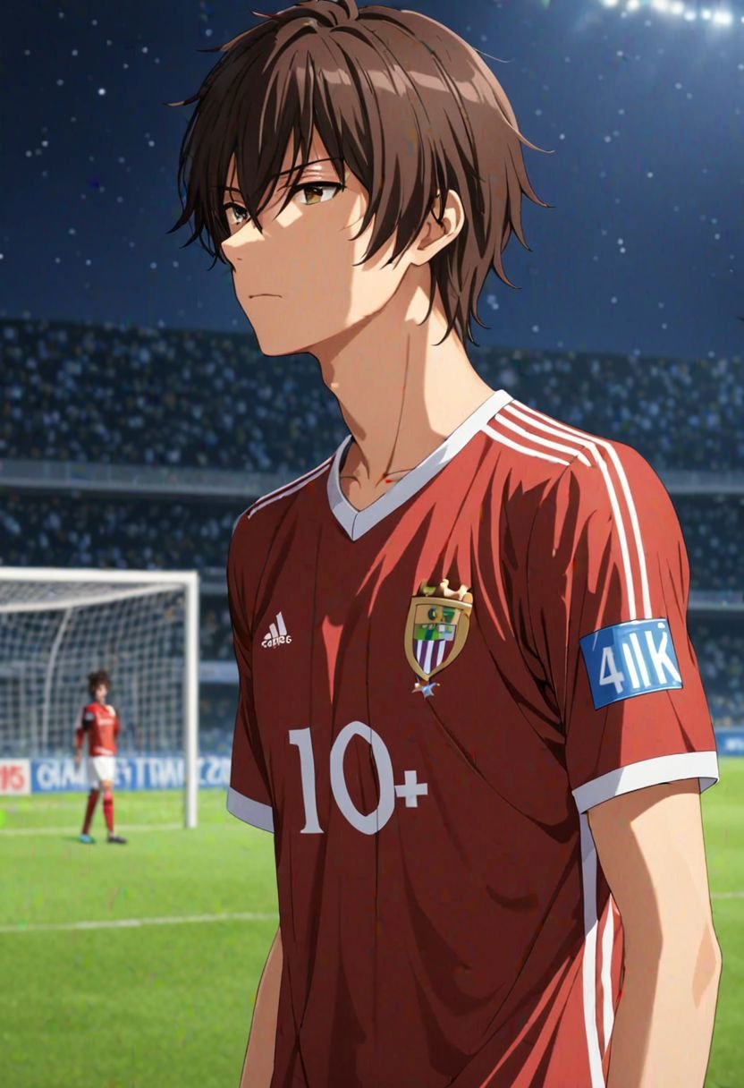 Seiya Kanie, masterpiece, best quality, (1boy), solo, male focus, High definition, Dark Brown hair, 4K, soccer player