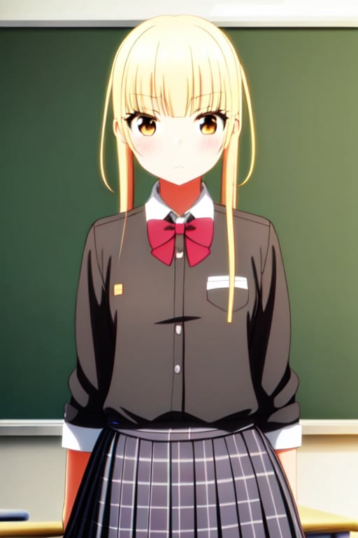 maid outfi, school uniform, classroom background,