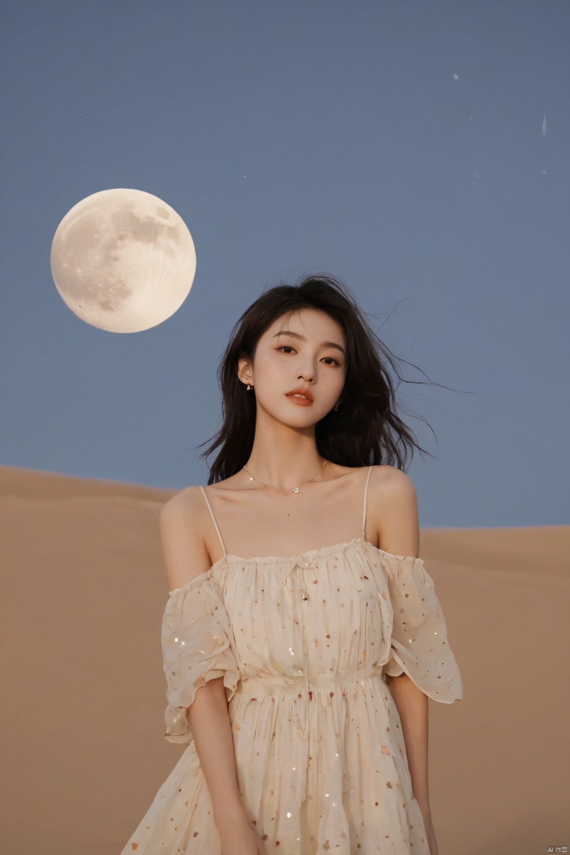 sky_moon,sky,full moon,scenery,desert,1girl,,star,more detail XL,xxmixgirl, xxmix_girl, monkren