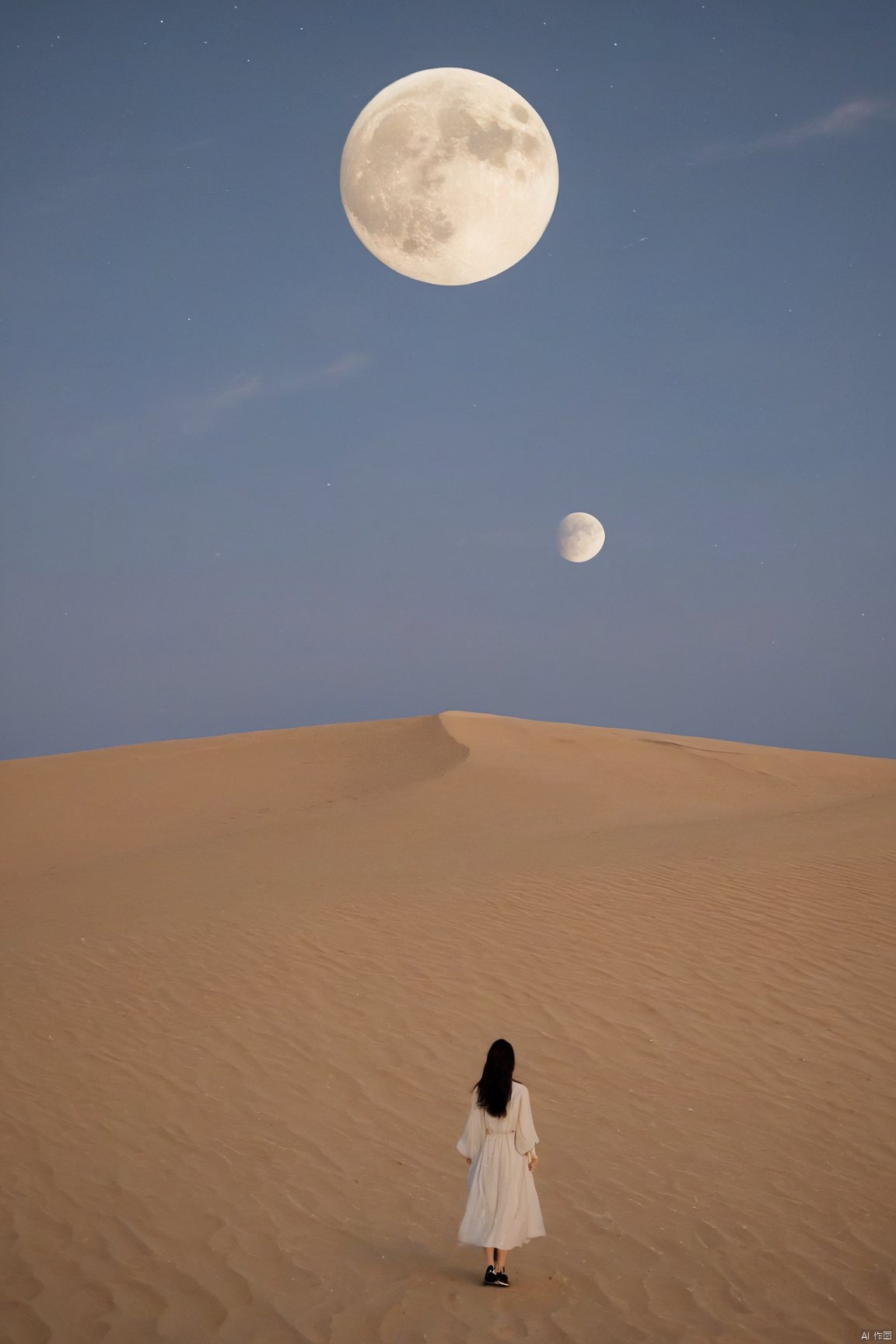 sky_moon,sky,full moon,scenery,desert,1girl,,star,more detail XL,xxmixgirl, xxmix_girl, monkren