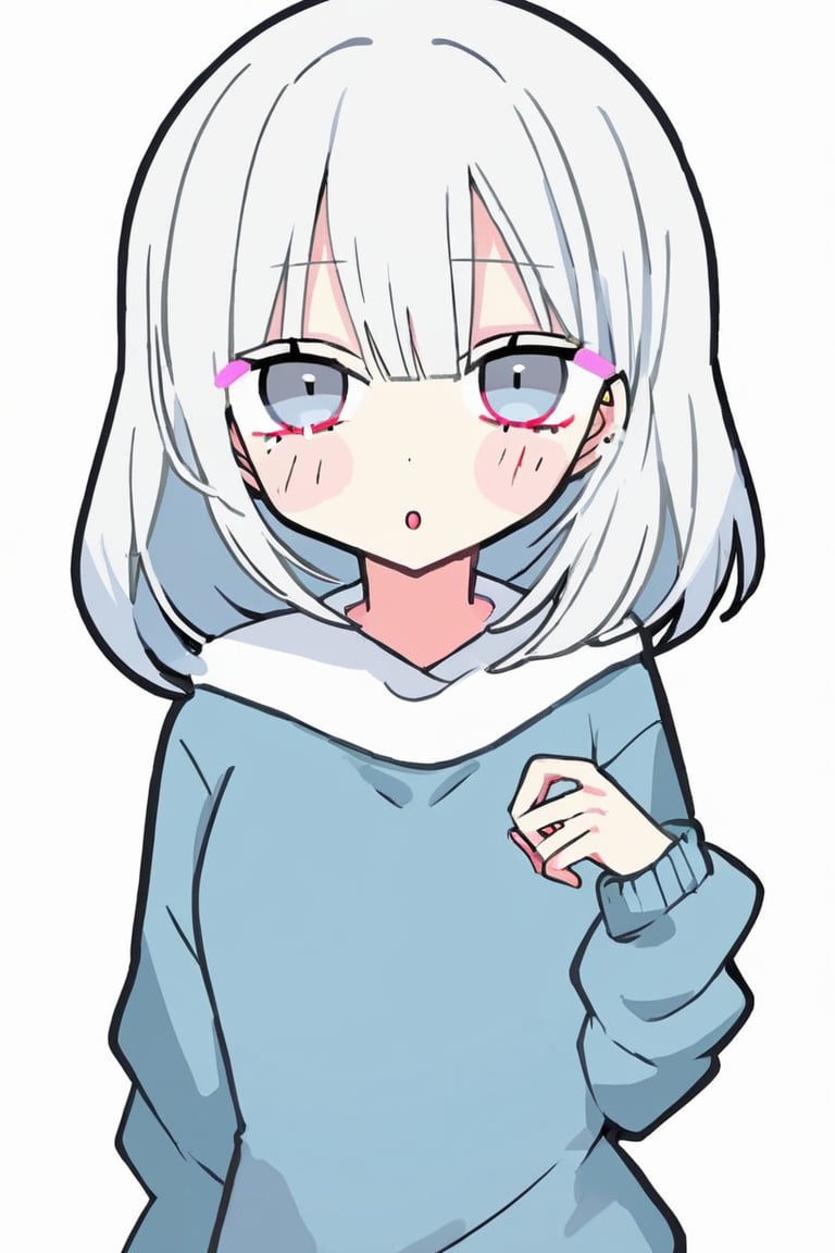 1girl,sweater,white background,mkup, txznmk,